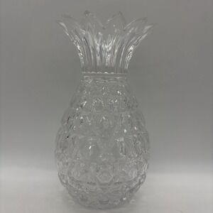 VTG Shannon Leaded Crystal Pineapple Vase 10" Tall Heritage Tropical Hospitality